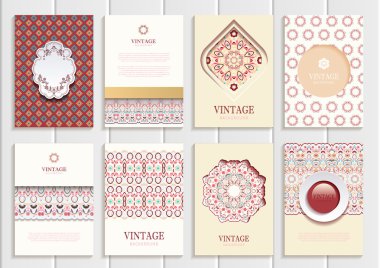 Vintage tarzı broşürleri hisse senedi vektör kümesi