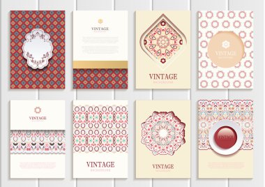 Vintage tarzı broşürleri hisse senedi vektör kümesi