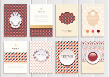 Vintage tarzı broşürleri kümesi.