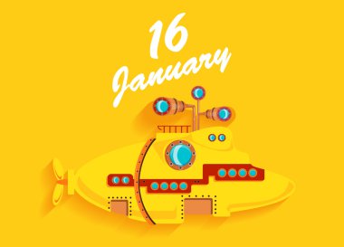 Submarine on a yellow background