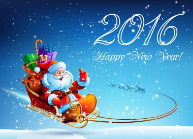 Gece gökyüzünde Noel Baba.