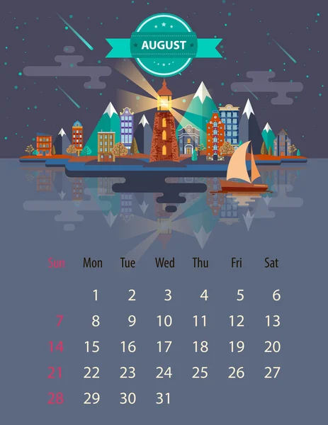 Kalendář srpen — Stockový vektor