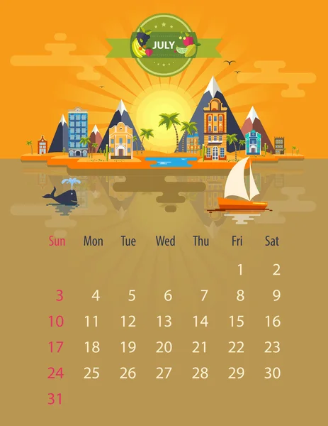Calendario di luglio — Vettoriale Stock