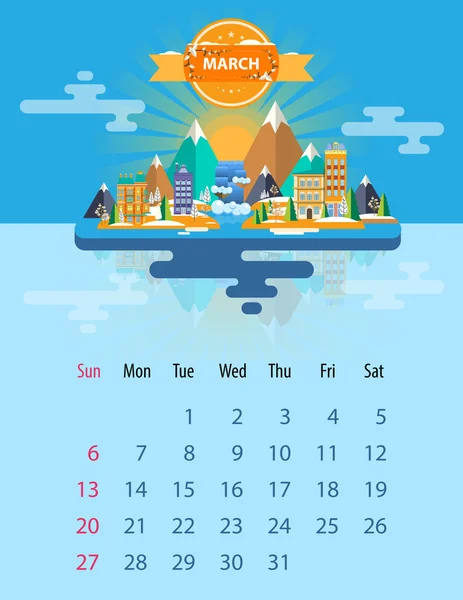 Календар березня — стоковий вектор