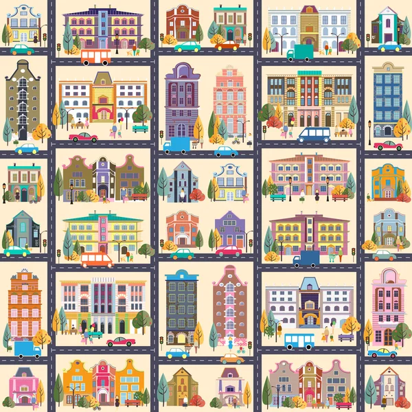 Petite ville et bâtiments — Image vectorielle