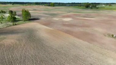 Uçsuz bucaksız, seyrek yeşillikli tarla manzarası..