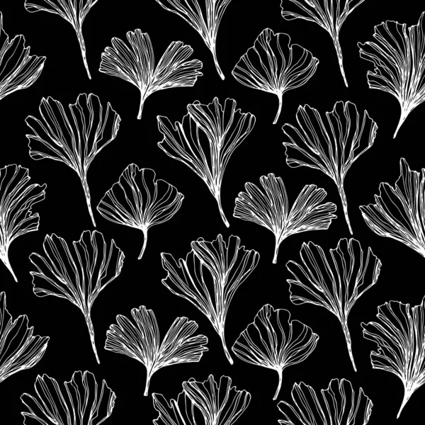 Feuilles de Ginkgo Biloba sur fond noir. Modèle sans couture. Peut être utilisé pour le papier peint, remplissage de motifs, textile, page web, surface, textures. — Photo