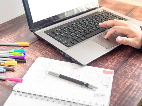 Zakenmensen Werken Thuis Met Laptop Computers Nemen Taakgegevens Met Een — Stockfoto