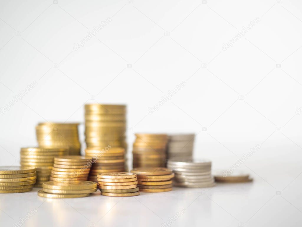 Savings that were piled up in layers White background