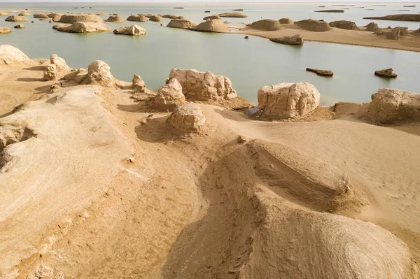 Paysage Terrain Érosion Éolienne Forme Relief Yardang Photo Qinghai Chine — Photo