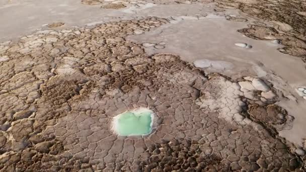 Salt pond in the dry land in Qinghai, China. — Stock Video