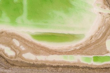 Yeşil salin gölü, doğal göl arka planı. Fotoğraf: Qinghai, Çin.