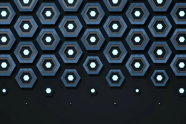 金属六角形の背景 Sfパターン 3Dレンダリング コンピュータ デジタル ドローイング — ストック写真