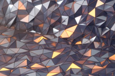 Sağlam metal üçgen arka plan, 3 boyutlu görüntüleme. Bilgisayar dijital çizimi.