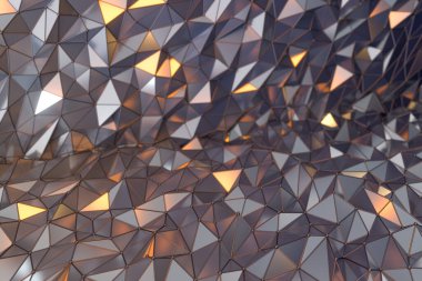 Sağlam metal üçgen arka plan, 3 boyutlu görüntüleme. Bilgisayar dijital çizimi.