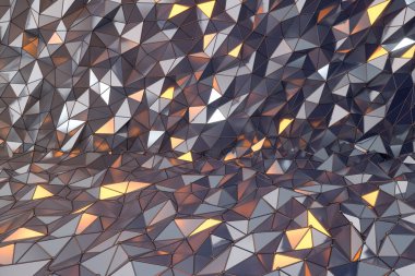 Sağlam metal üçgen arka plan, 3 boyutlu görüntüleme. Bilgisayar dijital çizimi.