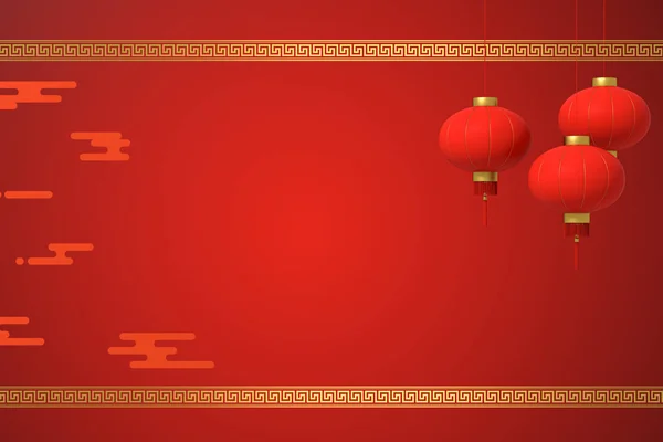 Fondo Linternas Tradicionales Chinas Rojas Renderizado Dibujo Digital Informático — Foto de Stock