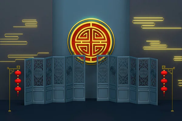 Chinese Decoratieve Achtergrond Welvaartselementen Rendering Digitale Computertekening — Stockfoto