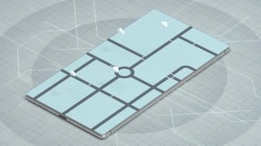 3D şehir cep telefonu ekranında, 3D görüntüleme.