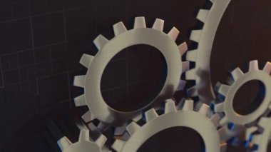 Mekanik dişlilerin, metalik parçaların, 3d biçimlendirme.