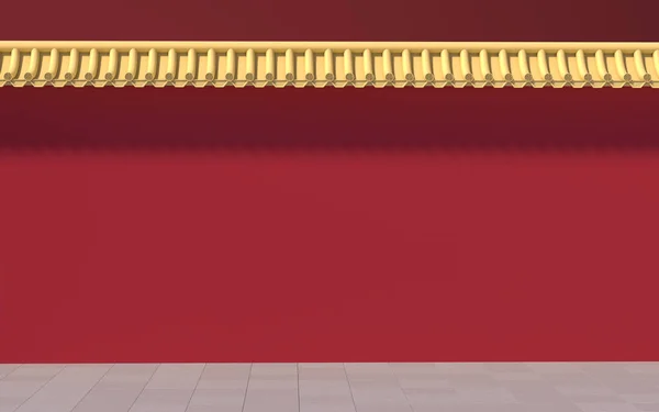 Muri Del Palazzo Cinese Muri Rossi Tegole Oro Rendering Disegno — Foto Stock