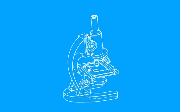 Microscope Dessiné Main Avec Modèle Plan Illustration Raster Dessin Numérique — Photo