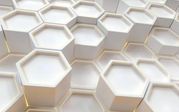 Fond Géométrique Hexagonal Concept Technologique Rendu Dessin Numérique Informatique — Photo