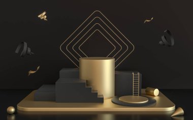 Empty creative stage, object podium, 3d rendering. Computer digital drawing.