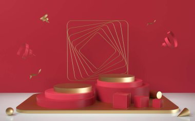 Empty creative stage, object podium, 3d rendering. Computer digital drawing.