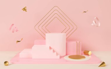 Empty creative stage, object podium, 3d rendering. Computer digital drawing.