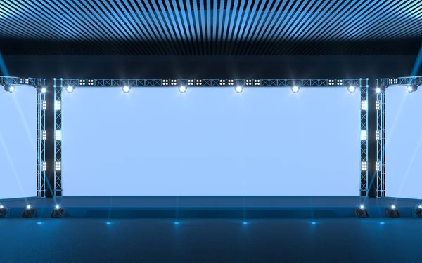 Exposition Stage Blank Billboard Rendering Computer Digital Drawing — Stock Fotó