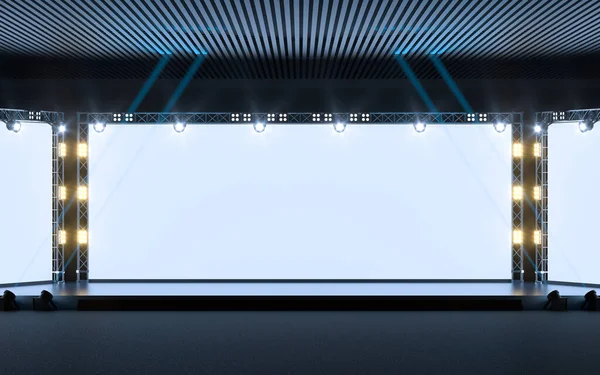 Exposition Stage Blank Billboard Rendering Computer Digital Drawing — Zdjęcie stockowe