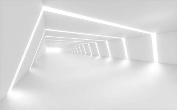 Vit Tunnel Med Ljus Slutet Återgivning Digitalritning — Stockfoto