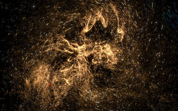 波状のパターン 魔法の銀河 3Dレンダリングで粒子を光る コンピュータ デジタル ドローイング — ストック写真