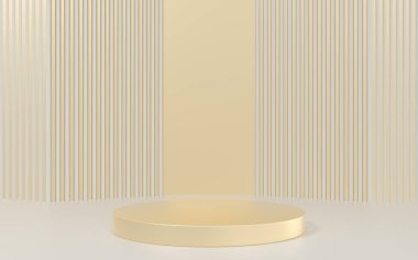 Boş promosyon aşaması, ürün sunumu, 3D görüntüleme. Bilgisayar dijital çizimi.