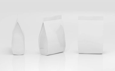 Beyaz, boş marka paket, 3D görüntüleme. Bilgisayar dijital çizimi.