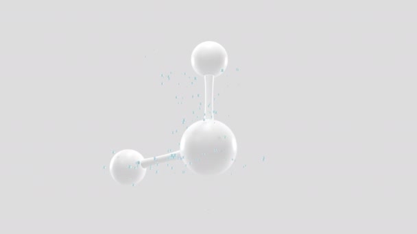 Jednoduchost chemické molekuly s bílým pozadím, 3D vykreslování. — Stock video