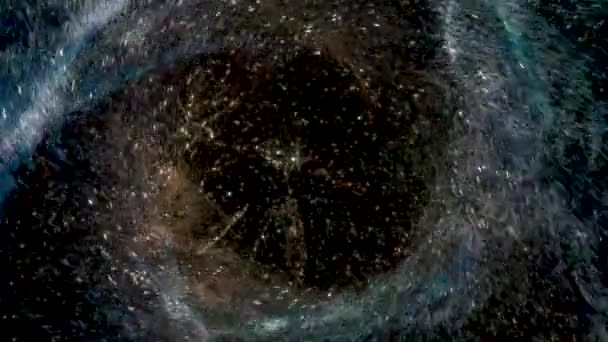 Forgó részecskék hullámos mintával, mágikus galaxis, 3d renderelés. — Stock videók