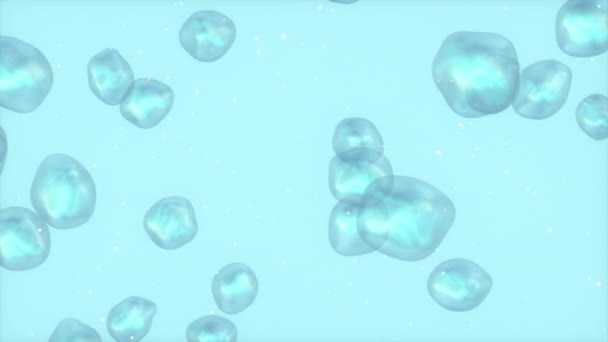 Aufgespaltene Blasen unter Wasser, 3D-Rendering. — Stockvideo