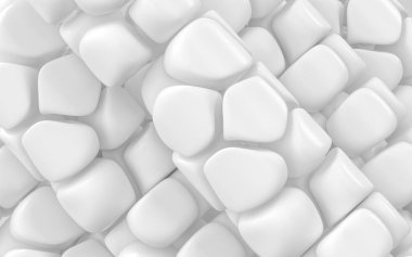 Şirin yumuşak bloklar, eğlenceli tekrarlanan şekiller, üç boyutlu görüntüleme. Bilgisayar dijital çizimi.