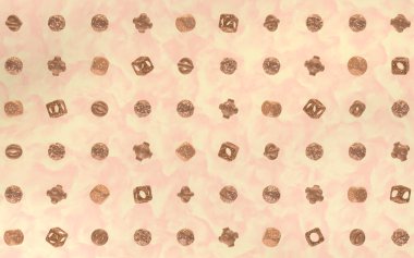 Farklı şekillerde çikolatalı bisküviler, üç boyutlu. Bilgisayar dijital çizimi.