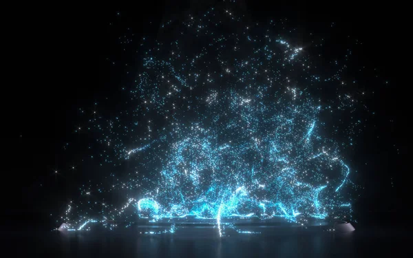 Fantastiske Magiske Partikler Med Mørk Bakgrunn Gjengivelse Datategning stockbilde