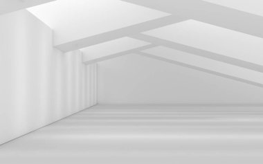 Boş bina inşaatı, güneş ışığı gölgesi, 3 boyutlu görüntüleme. Bilgisayar dijital çizimi.