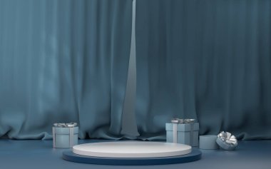 Yumuşak perde arkaplanlı boş sahne, 3D görüntüleme. Bilgisayar dijital çizimi.