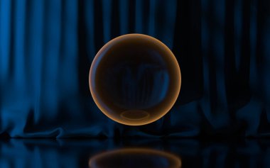 Parlayan neon çizgileri ve 3 boyutlu görüntüsü olan boş sahne. Bilgisayar dijital çizimi.