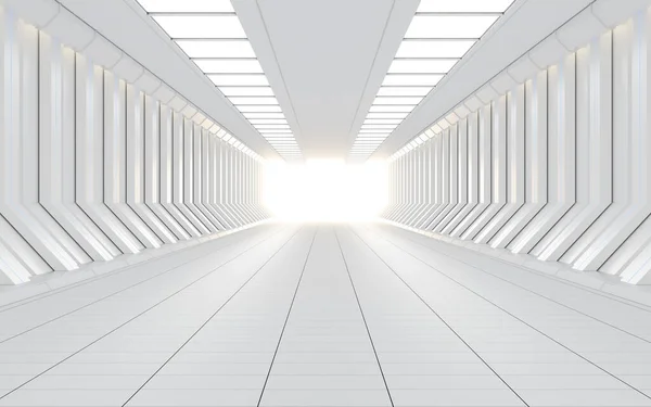 Weißer Science Fiction Tunnel Darstellung Digitale Computerzeichnung — Stockfoto