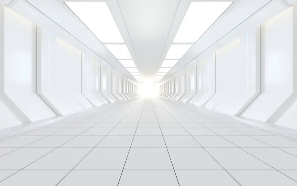 Witte Sciencefiction Tunnel Weergave Digitale Computertekening — Stockfoto