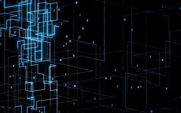 Lignes Électriques Abstraites Avec Fond Sombre Rendu Dessin Numérique Informatique — Photo