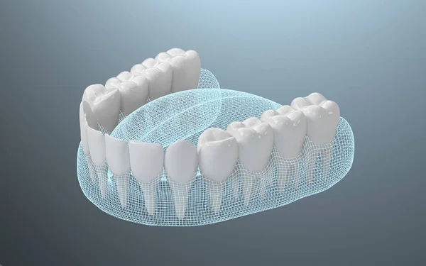 Denti Sani Trattamento Dei Denti Rendering Disegno Digitale Del Computer — Foto Stock