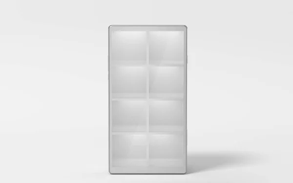 Empty Mobile Phone Merchandise Cabinet Rendering Computer Digital Drawing — Stock Photo, Image